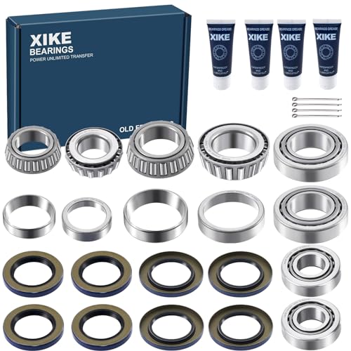 XiKe 4 Sets Boat Trailer Wheel Bearings 25580/25520 & 02475/02420 | Trailer Hub Kit Fits for 8,000 lb Axles, Includes 21333TB/10-10 Seal, 22333TB/ 10-36 Seal - size: 25580/20 ＆ 02475/20 + Seal ID 2.125'' ＆ 2.250'', style: Pack 4 Set