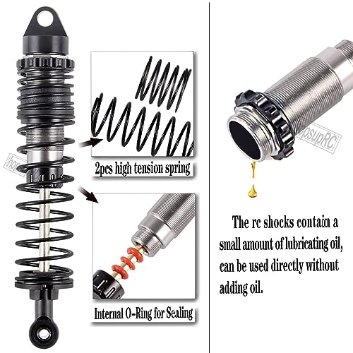 Full Aluminum Big Bore RC Shocks Absorber Damper Upgrades Part for 1/10 Slash/Stampede/Rustler/Bandit VXL 4X4 2WD,Front Rear Assembled Full Metal Shocks,4PCS Titanium - color: Titanium/4pcs