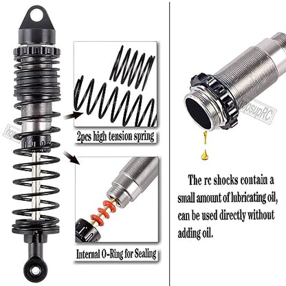 Full Aluminum Big Bore RC Shocks Absorber Damper Upgrades Part for 1/10 Slash/Stampede/Rustler/Bandit VXL 4X4 2WD,Front Rear Assembled Full Metal Shocks,4PCS Titanium - color: Titanium/4pcs