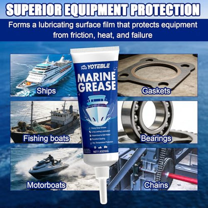 Marine Grease Tube, Waterproof High Temp, Against Water Washout 50g | Extreme Pressure Protection, Marine Grade Grease for Propeller Shaft, Rudder Bearing, Trailer & Boat Maintenance(-30°C-250°C)