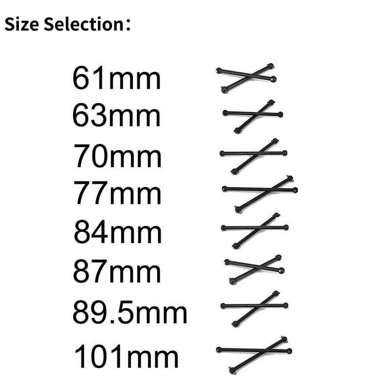 2PCS Metal Drive Shaft Dogbone Transmission Axle 61mm 63mm 70mm 77mm 84mm 86mm 89.5mm 101mm Axis Rod for RC 1/10 RC Car HSP 1/10 Accessories Upgrade (87mm)