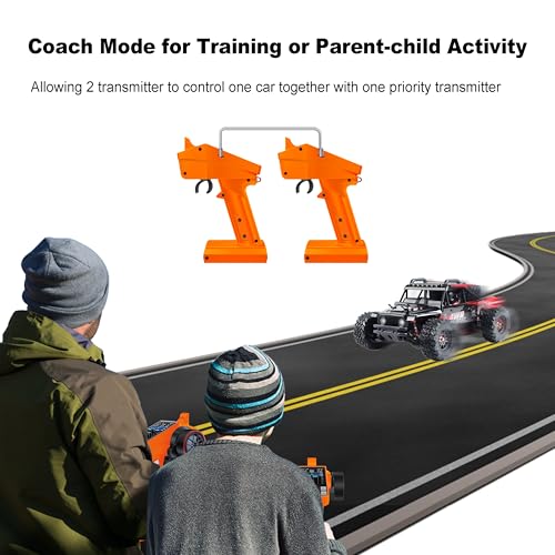 MEUS RACING ME-8A RC Transmitter 8 Channels 2.4GHz and Receiver with Coach Mode for 1/8 1/10 1/18 1/24 RC Crawler Car Boat TRX4 TRX4M SCX10 SCX24 Upgrades Parts (Orange) - color: Orange