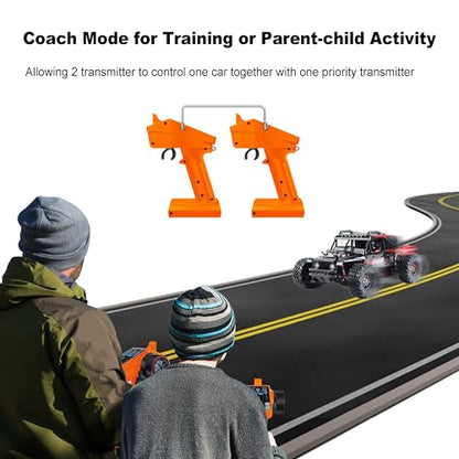 MEUS RACING ME-8A RC Transmitter 8 Channels 2.4GHz and Receiver with Coach Mode for 1/8 1/10 1/18 1/24 RC Crawler Car Boat TRX4 TRX4M SCX10 SCX24 Upgrades Parts (Orange) - color: Orange