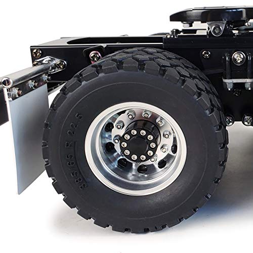 Que-T Metal Front Wheel Rims Hubs & Rubber Tires for 1/14 RC Tamiya Tractor Climbing Trailer Car, Pack of 2