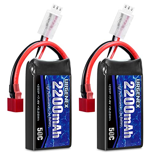 7.4V 2200mAh Lipo Battery 50C(Burst 80C) High Discharge Rate RC Batteries with Dean-Style T Plug Fit for RC Car Truggy, RC Airplane, FPV Drone, UAV Quadcopter and Helicopter
