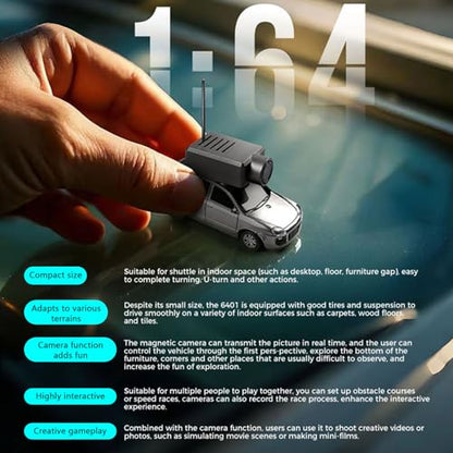 Wltoys Mini RC Car, 1:64 Scale FPV RC Drift Car with 720P HD Camera, 2.4GHz Transmitter, WiFi App Control with Gyro, LED Lights, Mini Racing Toys (Silver Gray) - color: Silver Gray