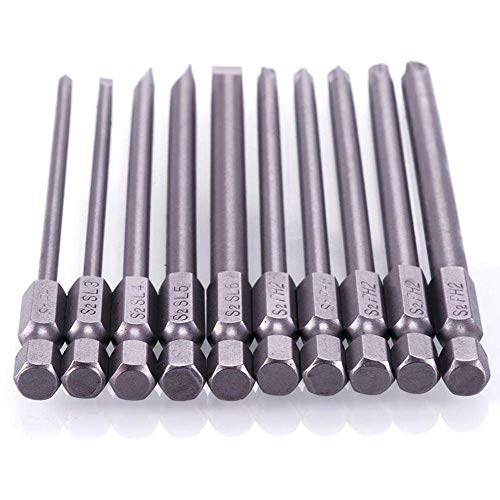 Rocaris 10pcs 1/4 Inch Hex Shank Long Magnetic Screwdriver Bits Set | 4 in Power Tools (Slotted+Cross Head) - size: 10Pcs(Slotted+Cross)