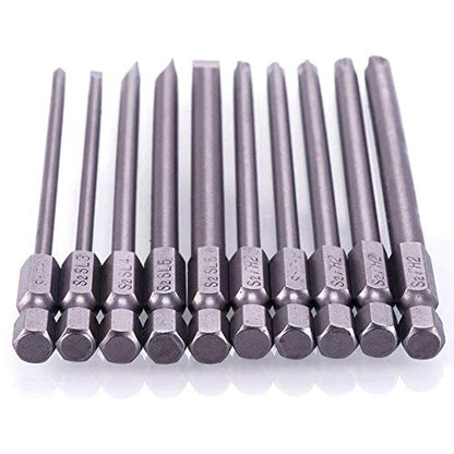 Rocaris 10pcs 1/4 Inch Hex Shank Long Magnetic Screwdriver Bits Set | 4 in Power Tools (Slotted+Cross Head) - size: 10Pcs(Slotted+Cross)
