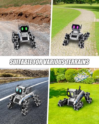 HuiJuKeJi Interactive Robot Dog RC Stunt Car, Gesture Sensing & 2.4Ghz Remote Control Cars, Mecanum Wheels, LED Eyes with Music, Rechargeable for Extended Indoor/Outdoor Fun, Gift for Kids 6-12