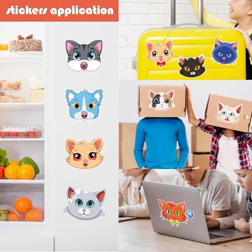 Cats Stickers for Kids, Make a Cat Face Stickers, Animal Stickers | 24 Sheets Make You Own Cats Stickers, Birthday Gift Party Favors Supplies Teacher Art Craft, Games School Activity Reward - style: Cats Stickers