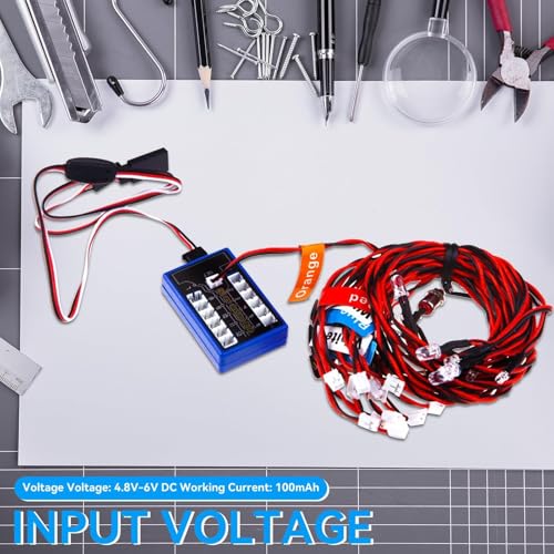 12 RC Car Headlights Taillight Flashing Light System Smart Simulation RC Truck Led Lights Lamp Kit for Tamiya/HSP CC01 1/10 1/8 Cars, Crawler, Off-Road, Sport Racing, Steering, Brake