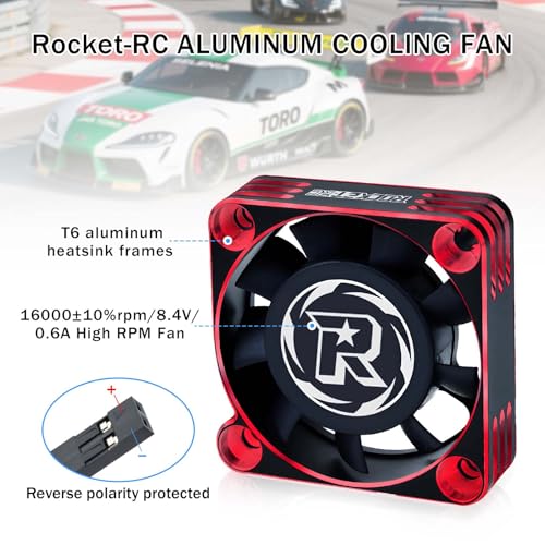 2Pack Rc Cooling Fan,1600RPM RC Motor Fan 40x40mm RC Fans for 1/8 1/10 Car Brushless Motor (Black Red) - style: 2Pack Black Red