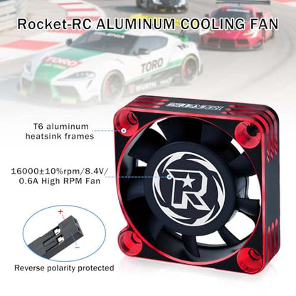 2Pack Rc Cooling Fan,1600RPM RC Motor Fan 40x40mm RC Fans for 1/8 1/10 Car Brushless Motor (Black Red) - style: 2Pack Black Red