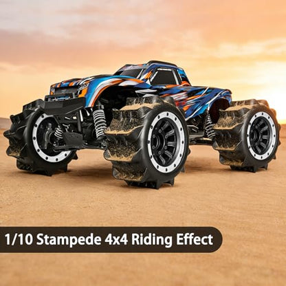 LRFHL 2.8 Beadlock Wheel Tires with 14mm/12mm Hex Adapter for 1/10 RC Car | 4PCS RC Tires Sand Terrain, 1/10 RC Monster Truck, for Traxxas Rustler Stampede Redcat Arrma Vorteks Big Rock Granite - color: White