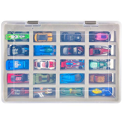 ADAM FULLCASE Hot Wheels Storage Case for 20 Toy Cars, Carrying Box | Portable 20-car Organizer with Fitted Compartments for Die-cast Collections, Easy Storage, Display and Travel, Box Only
