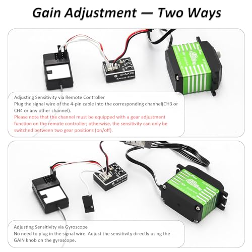 3 Axis Gyro Module RC Car Gyro Stabilizer with Aluminum Case Automatic Stability Control Gyro Sensitivity Adjustable for RC Crawlers Cars and Boats