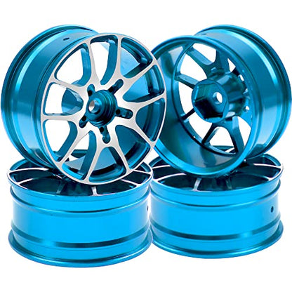 Aluminum Alloy 1/10 On-Road Racing Touring Drift Car Wheel Rims 12mm Hex Hub 26mm Width Compatible with Tamiya TT01 Kyosho RedCat Sakura D4 XIS HSP 1/10 RC Car (Blue) - color: Blue