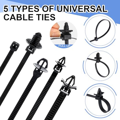 Funnymoom 150 Pcs Car Wire Loom Clips Push Mount Routing Clips, 10 Sizes | 10 Sizes, Car Harness Clips, Wiring Harness Replacement Parts, Universal Automotive Clips for Cable Management and Repair