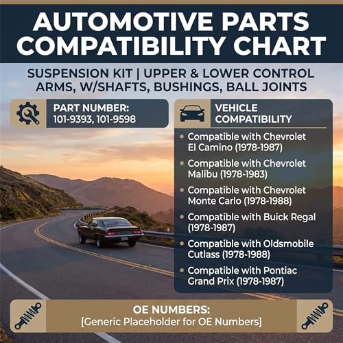 ‎Psrorkeu - Suspension Kit Set of 4 RH LH Front Upper Lower Control Arm w/Ball Joints for Chevrolet 1978-1988 Buick 1978-1987 Oldsmobile 1978-1988 Pontiac 1978-1987 - size: 101-9393,101-9598