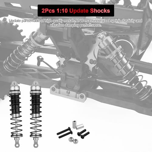 RC Car Rear Shocks Set 1/10 Update Parts Replacement of AR330551 | Compatible with Arrma 1/10 Typhon 3S/2S Granite 4x4 Bigrock Senton Aluminum Shock Absorber Assembled, (2Pack) - color: Gray Black 2Pcs R