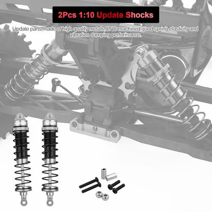 RC Car Rear Shocks Set 1/10 Update Parts Replacement of AR330551 | Compatible with Arrma 1/10 Typhon 3S/2S Granite 4x4 Bigrock Senton Aluminum Shock Absorber Assembled, (2Pack) - color: Gray Black 2Pcs R