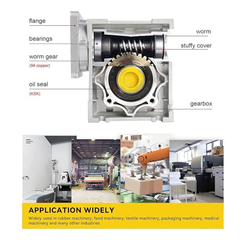 NMRV040 Worm Gear Gearbox Ratio 15:1,18mm Output Shaft,RV40 NMRV-040 Metal Gearheads Worm Gear Reducer for Nema34 Stepper Motor/Servo Motor
