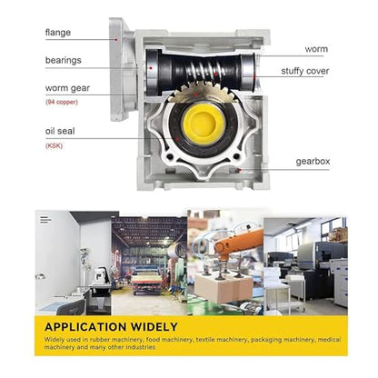 NMRV040 Worm Gear Gearbox Ratio 15:1,18mm Output Shaft,RV40 NMRV-040 Metal Gearheads Worm Gear Reducer for Nema34 Stepper Motor/Servo Motor