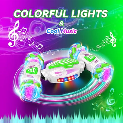 Nicella Gesture Sensing RC Stunt, Remote Control Car 360° Rotating 4WD 2.4Ghz RC Cars Transform Hand Controlled Car Toys with Light & Music, Best Gifts for Boys Age 6-7 8-12 - color: Green