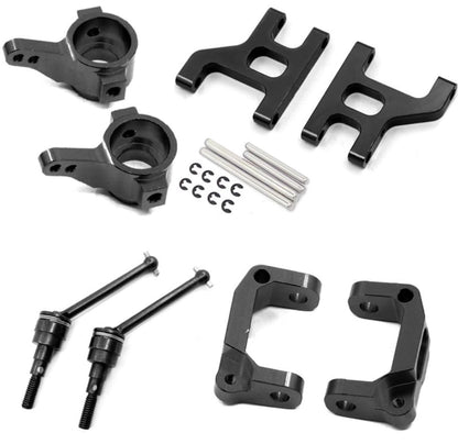 Front Lower Suspension Arm Hub Carrier Base C/Steering Cup/Metal Drive Shaft for 1/10 Tamiya CC01 TA02 TA03 4WD Buggy RC Car OP(Full Set Black) - color: Full Set Black