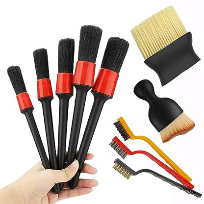10pcs Auto Car Detailing Brush Set,Car Interior Cleaning Kit,Including 5pcs Car Detailing Brushes, 3pcs Wire Brush and 2pcs Different Soft Bristle dusting Brush for car Interior. | Professional Dusting Cleaning Supplies Including 5pcs Car Detailing Brushe