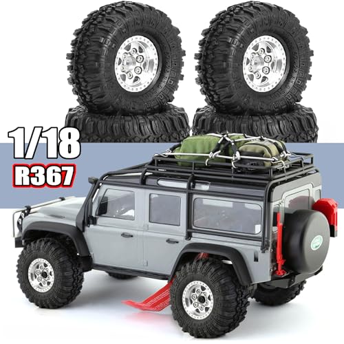REDSPIDER 1.0 Beadlock Wheels and Crawler Tires 4pcs Aluminum Rim for RC Crawler Axial SCX24 Gladiator Bronco C10 Deadbolt FCX24 (Silvery) - color: Silvery