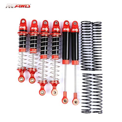 RCAWD Aluminum Shock Absorbers with Spare Springs Front Rear 6pcs for Losi 1/10 Baja Rey Hammer Rey U4 Upgrade Parts (Red) - color: red
