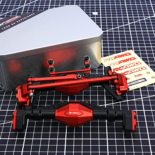 RCAWD Rear & Steering Axle Assembled & Front & Rear Axle Housing Without Gears Upgrades for 1/18 Axial UTB18 Capra Trail Buggy Crawlers Aluminum Parts AXI218001 Red - color: Red