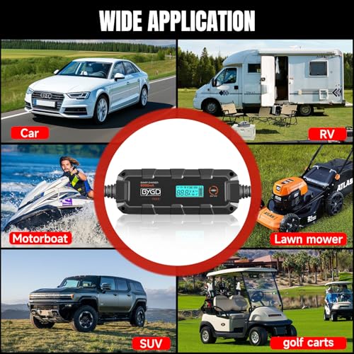 6A Car Battery Charger, 6V/12V Automative Trickle, Maintainer Battery Charger Desulfator with Temperature Compensation, LiFePO4 & Lead Acid Batteries for Motorcycle Lawn Mower Boat