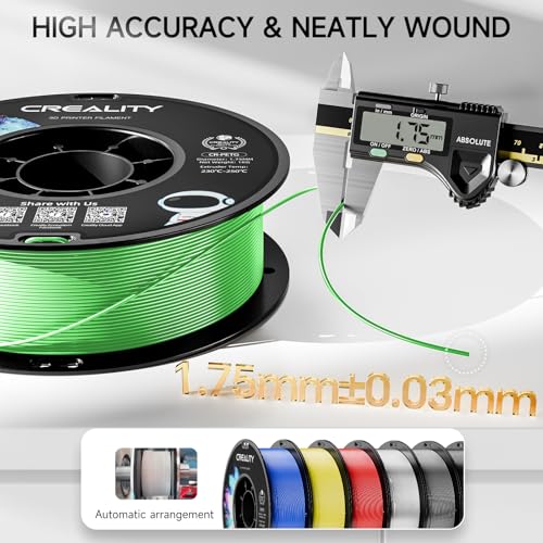 Official CREALITY PETG 3D Printer Filament 1.75mm 1KG Green | High Precision Strong Toughness, Odorless Better Flow Moistureproof 3D Printing Ender Filament - color: Petg-1kg Green, size: 1.75 mm