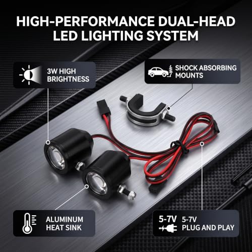 RC Car Headlight, 3W Spotlights Searchlights Replacement Part for RC Car Model (Black) Rc Led Lights 1/10 Rc Led Spot Lights