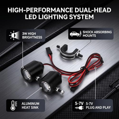 RC Car Headlight, 3W Spotlights Searchlights Replacement Part for RC Car Model (Black) Rc Led Lights 1/10 Rc Led Spot Lights