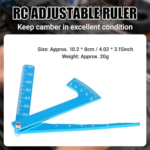 RC Camber Gauge, Aluminium Alloy RC Car Camber Tool Adjustable Ruler Adjusting Height and Wheel Rim Camber Tool for DIY (Blue)