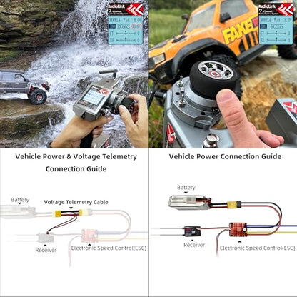 Radiolink R7FG 7-Channel Water-Splash Proof RC Gyro Receiver for RC Crawler | 2.4G Voltage Telemetry RX for RC Crawler Drifting Car, Boat, Bind with Radio Controller RC8P/RC8X/RC4GS V3/RC6GS V3/T8S/T8FB