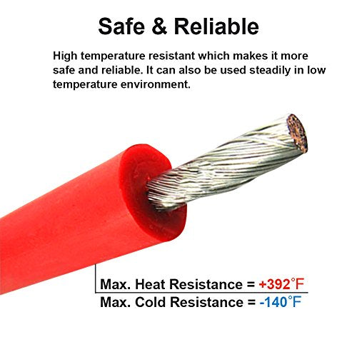 16 AWG Silicone Wire 50ft Spool, 25ft Black/25ft Red, 200°C 600V | Ultra Flexible 16 Gauge Wire, 252 Strands Tinned Copper, Abrasion/Heat Resistant, for RC, 3D Printer, Auto, LED, DIY