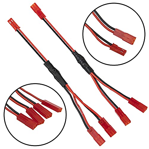 8Pcs JST Plug Y Splitter,JST to JR Male Female Wire Adapter JST Y-Harness Connectors Parallel Extension Cable Compatible with Traxxas TRX-4 RC Crawler Receiver ESC Winch Cooling Fan Led Lights
