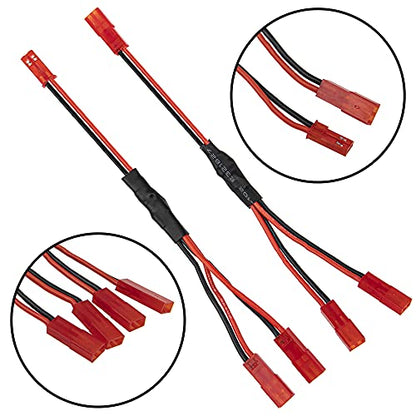 8Pcs JST Plug Y Splitter,JST to JR Male Female Wire Adapter JST Y-Harness Connectors Parallel Extension Cable Compatible with Traxxas TRX-4 RC Crawler Receiver ESC Winch Cooling Fan Led Lights