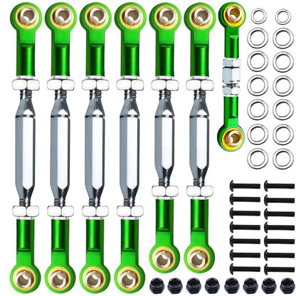 Stainless Steel Turnbuckles Fit for 1/10 Traxxas Rustler 4X4 2WD,7pcs Adjustable Camber Links with Rod Ends for Slash 2WD 4X4,Hoss 4X4,Stampede 4X4,Bandit 2WD 4X4 Upgrades Hop Ups Parts,Green - color: Green