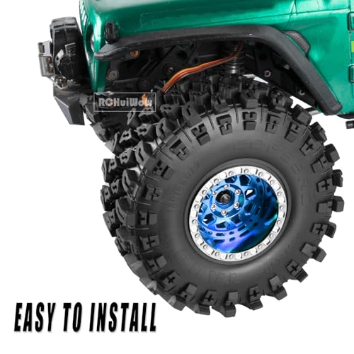 2.2" Beadlock RC Wheels for 1/10 RC Crawler SCX10 Capra,AMG 6x6,TRX4,Red cat Gen8 Everest Gen7 Pro,Alloy Aluminium rc Wheels 2.2 Beadlock Wheels 2.2 Beadlock Rims,4pcs,Navy Blue - color: Navyblue(4pcs)