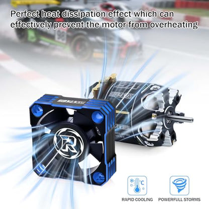 2Pack 30mm Motor Cooling Fan,28000RPM ESC Cooling Fan,Rc Heatsink for 1/8 1/10 1/12 RC Car 540 550 Brushless Motor (Blue) - color: Black Blue-2Pack