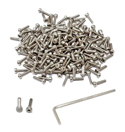 iexcell 100 Pcs M2 x 8mm Thread Pitch 0.4 mm Stainless Steel 304 Hex Socket Head Cap Screws Bolts, Bright Finish, with Hex Key Spanner - size: M2 x 8mm