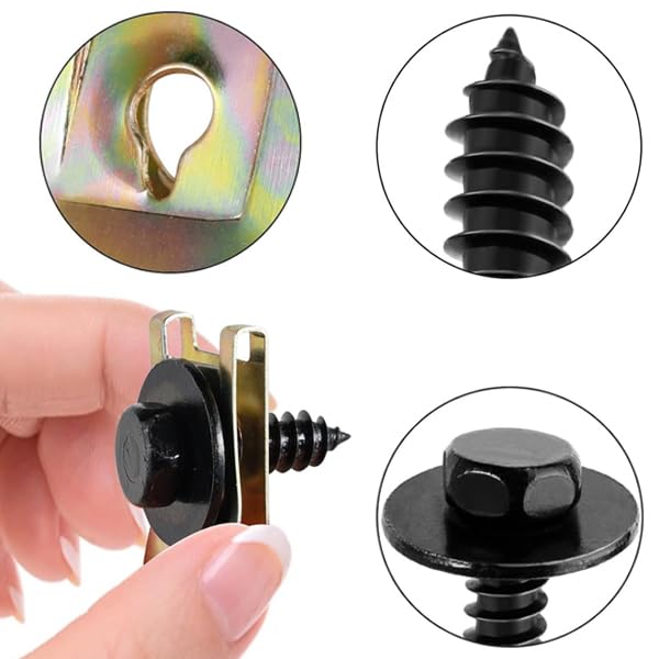 100PCS Car Screws and Bolts, Undertray Screws,Auto Body Fender Screws,Car Clips Plastic Rivet Fasteners - Universal U-Nuts Kit Engine Under Cover Splash Shield Guard Body Bolts