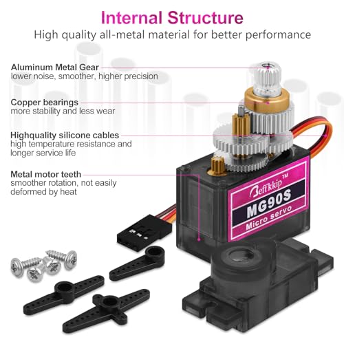 MG90S 9g Metal Gear Micro Servos, 4-Pack | Compact 9g servos with metal gears for RC models, robot joints and Arduino-compatible motion-control projects. - style: 4PCS