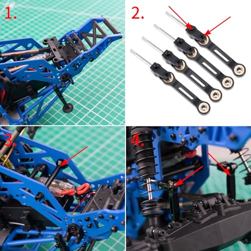 Aluminum RC Front Rear Anti-roll Bar Set Compatible with LOSI 1/18 Mini LMT 4X4 Brushed Monster Truck RTR, RC Alloy Metal Anti-Roll Bar for Improved Stability #LOS01026, Black