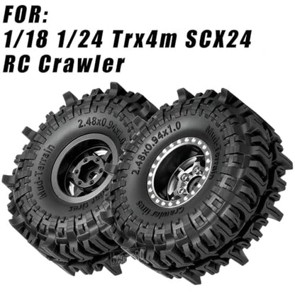 1.0 RC Wheel RC Tires for 1/18 1/24 Trx4 m Axia l SCX24,1.0" Beadlock RC Truck Tires and Wheel Highway Tires Wheel Rim,Rubber Tires Aluminium Wheel Rim,Black - color: Black(1.0tires)